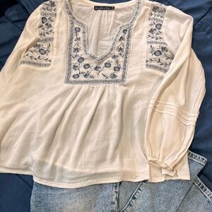Abercrombie & Fitch Embroidered Peasant Blouse